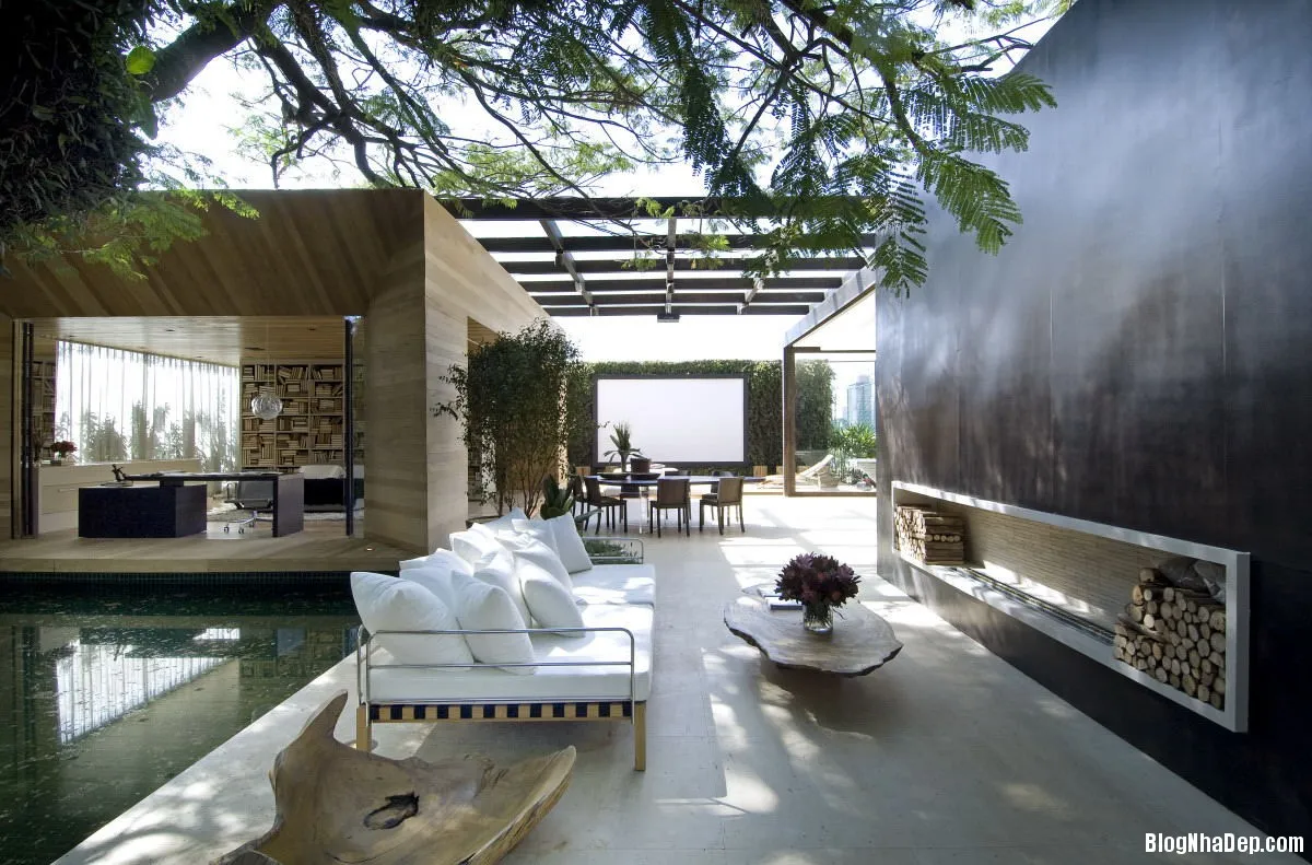 outdoor indoor living space Biệt thự tuyệt đẹp với không gian liên kết trong và ngoài