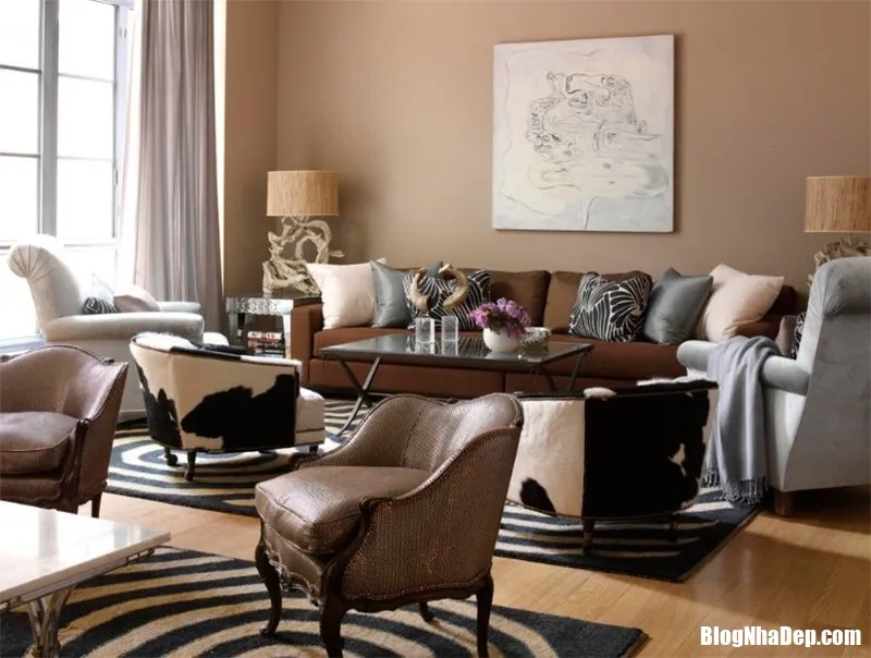 Trang trí nội thất tông màu nâu xám cực sang trọng cho không gian phòng khách
