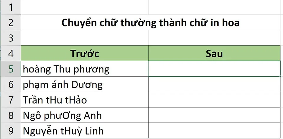 2 cách chuyển chữ thường thành chữ hoa trong Excel