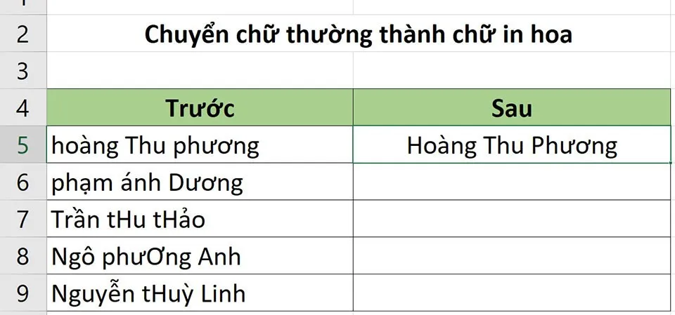 2 cách chuyển chữ thường thành chữ hoa trong Excel