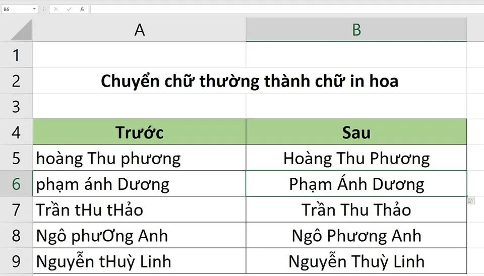 2 cách chuyển chữ thường thành chữ hoa trong Excel