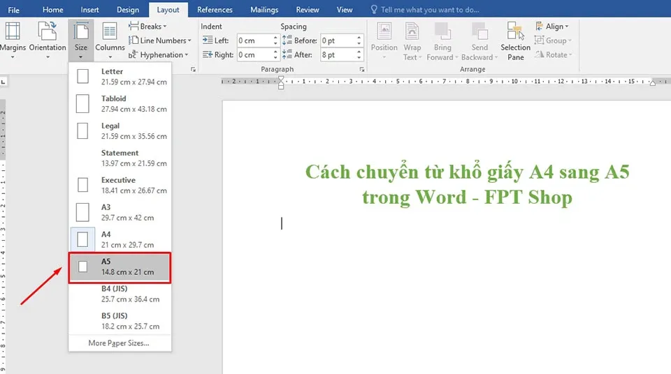 2 cách chuyển từ khổ giấy A4 sang A5 trong Word