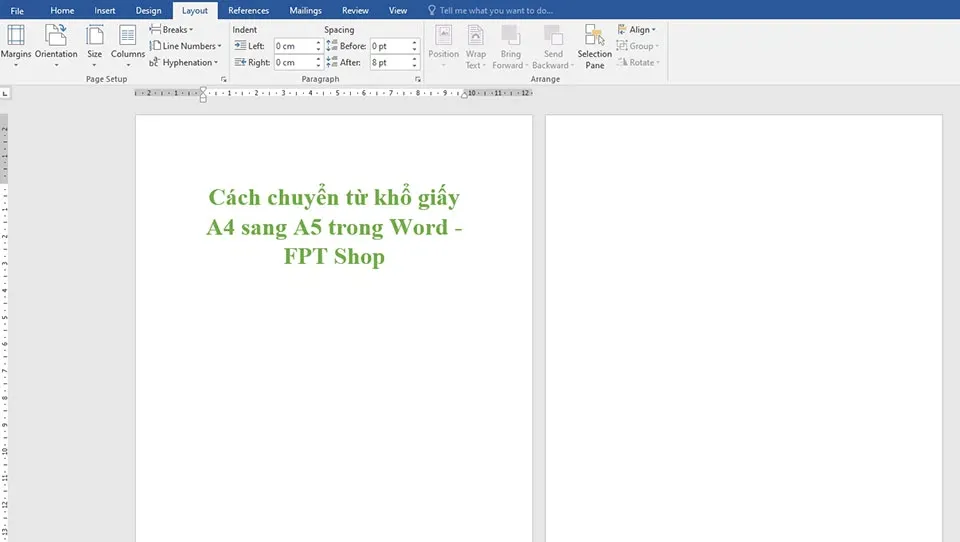 2 cách chuyển từ khổ giấy A4 sang A5 trong Word