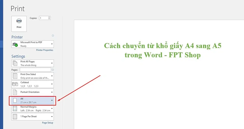 2 cách chuyển từ khổ giấy A4 sang A5 trong Word