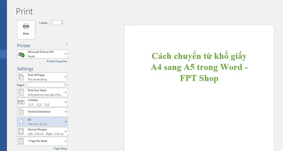 2 cách chuyển từ khổ giấy A4 sang A5 trong Word