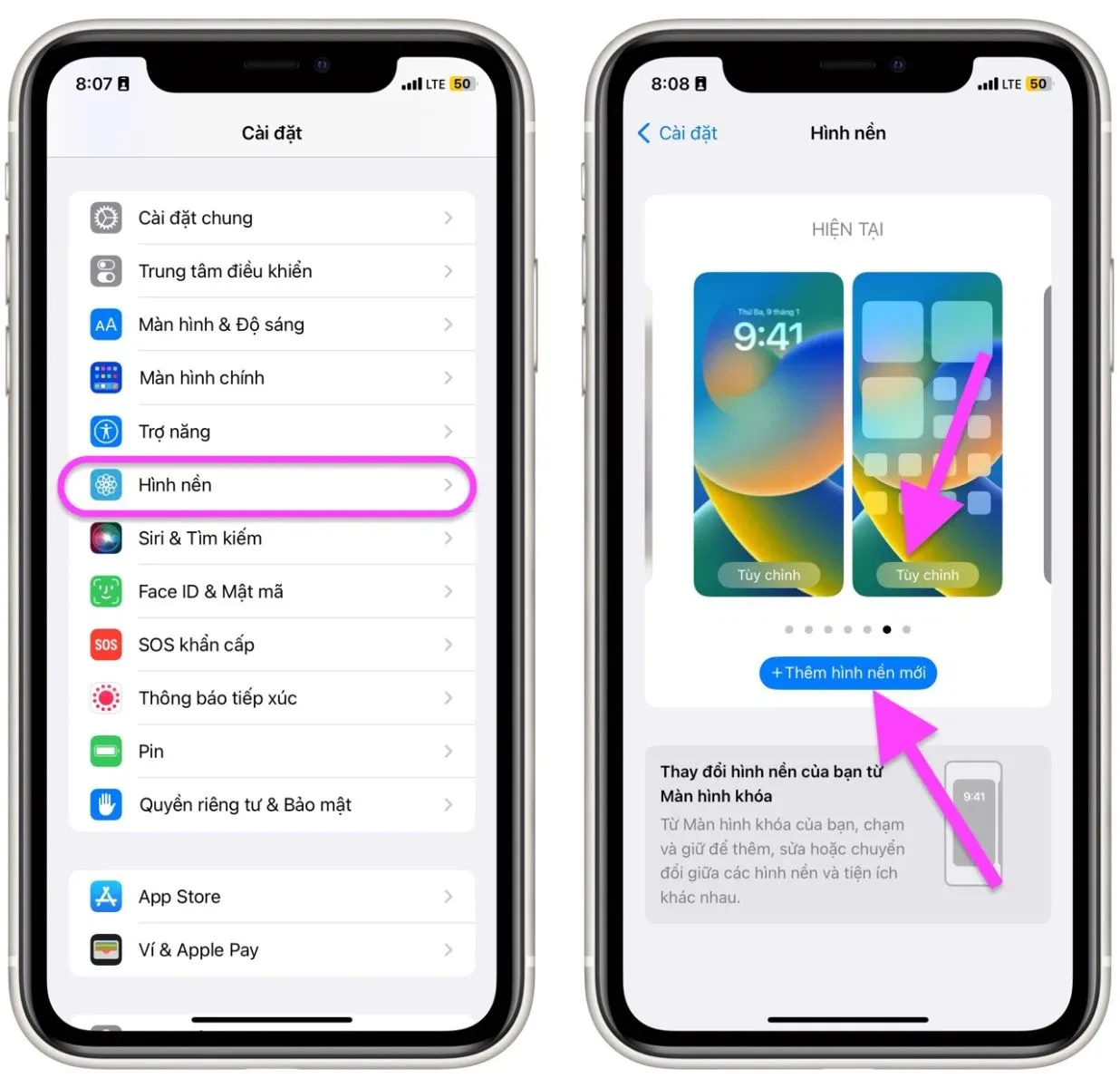 2 cách đặt hình nền màn hình chính khác màn hình khóa trên iOS 16