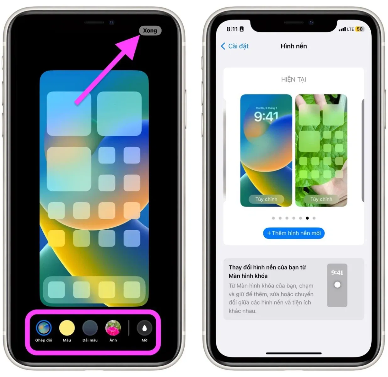 2 cách đặt hình nền màn hình chính khác màn hình khóa trên iOS 16