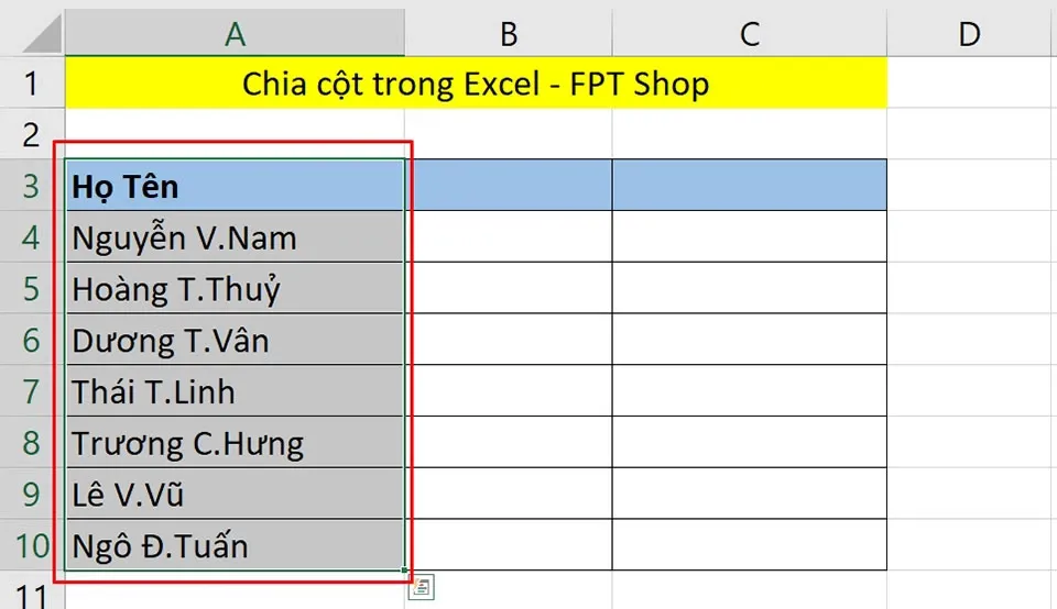 2 phương pháp chia cột trong Excel mà bạn phải biết để làm việc hiệu quả hơn