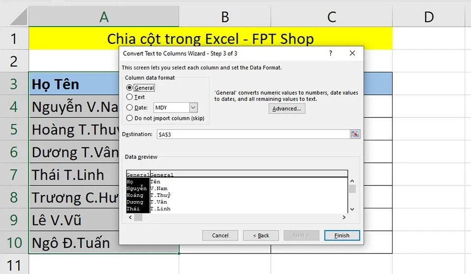 2 phương pháp chia cột trong Excel mà bạn phải biết để làm việc hiệu quả hơn