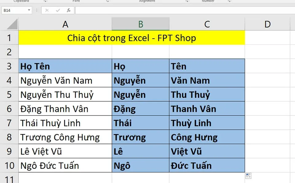 2 phương pháp chia cột trong Excel mà bạn phải biết để làm việc hiệu quả hơn