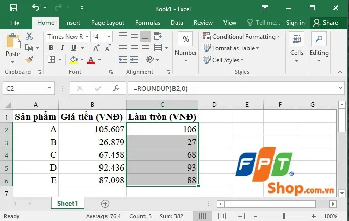 3 cách làm tròn số trong Excel đơn giản bằng hàm ROUND