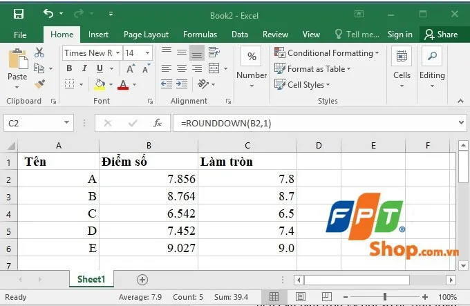 3 cách làm tròn số trong Excel đơn giản bằng hàm ROUND