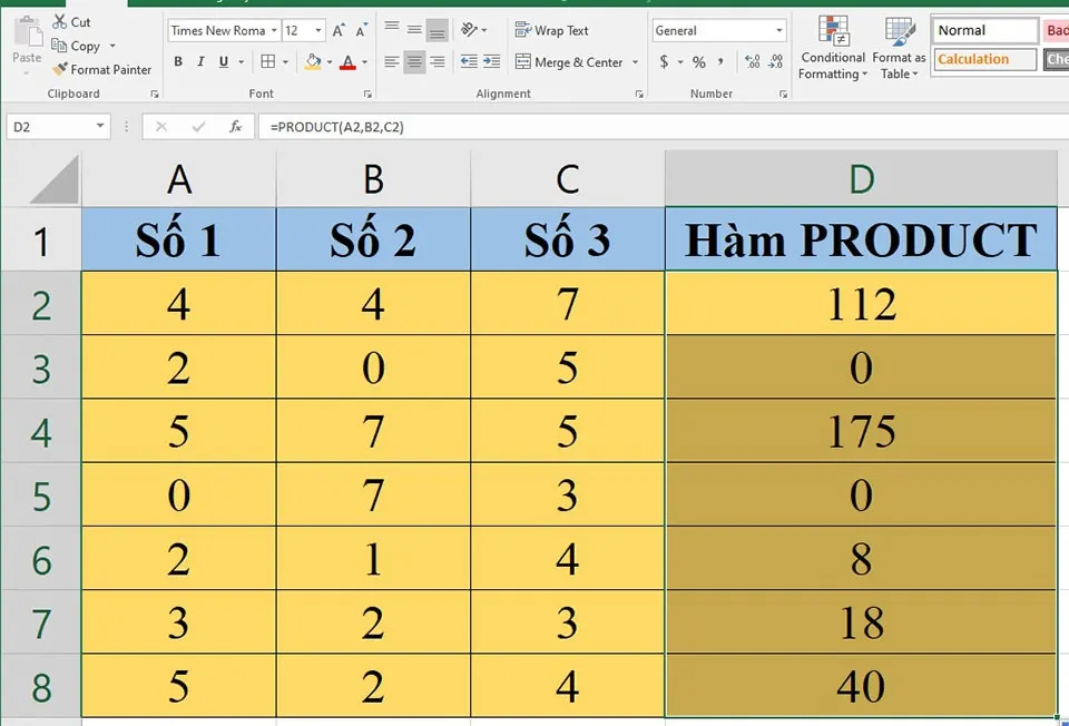 4 cách dùng hàm PRODUCT trong Excel ít người biết