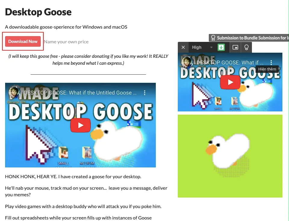 5 phút có ngay chú vịt quậy phá goose desktop đang viral trên TikTok