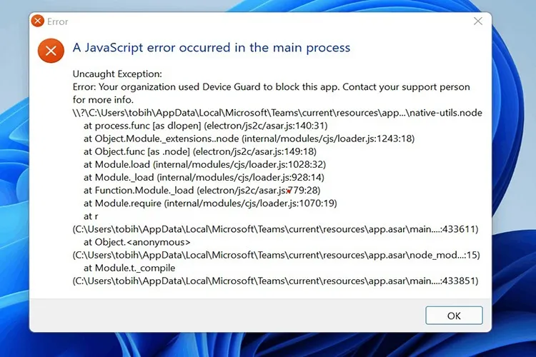 “A JavaScript error occurred in the main process” là lỗi gì? Cách khắc phục nhanh nhất