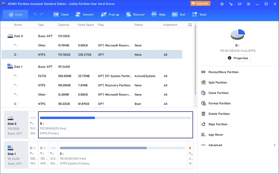 Aomei Partition Assistant – Cách tải ứng dụng hỗ trợ phân vùng ổ cứng máy tính hiệu quả