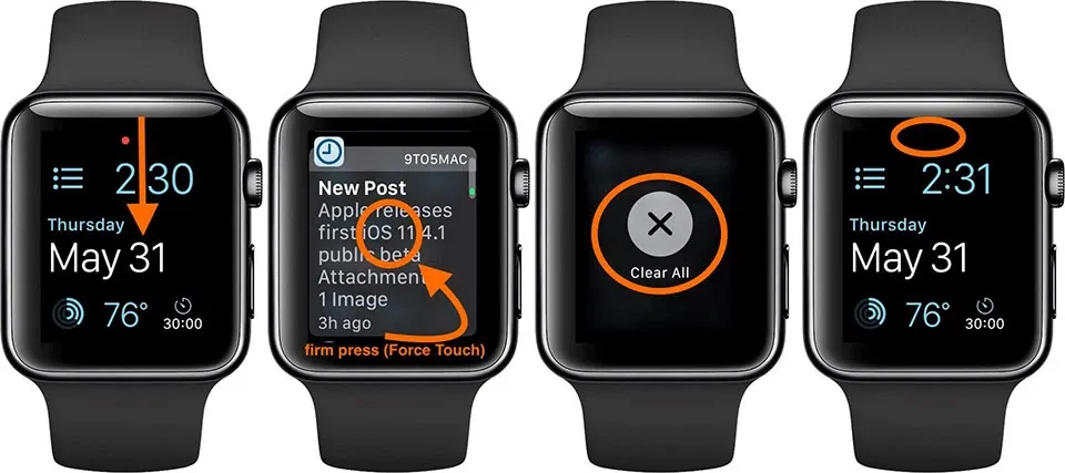 Apple Watch: Cách xóa tất cả các thông báo