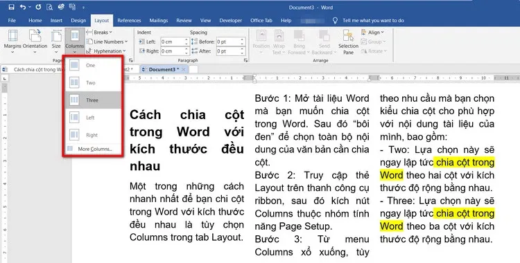 Bật mí cách chia cột trong Word thành nhiều cột và tùy chỉnh cực dễ