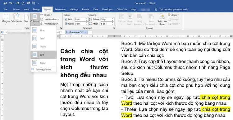 Bật mí cách chia cột trong Word thành nhiều cột và tùy chỉnh cực dễ