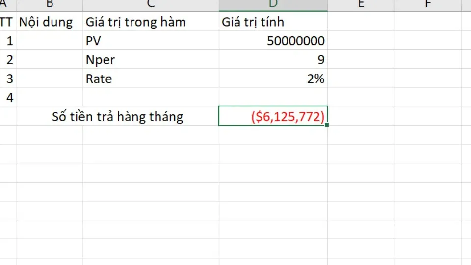 Bật mí cách sử dụng hàm PMT trong tính toán các khoản thanh toán thông dụng