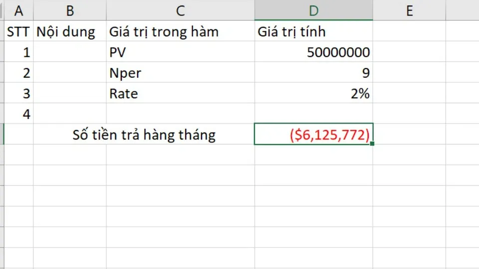 Bật mí cách sử dụng hàm PMT trong tính toán các khoản thanh toán thông dụng