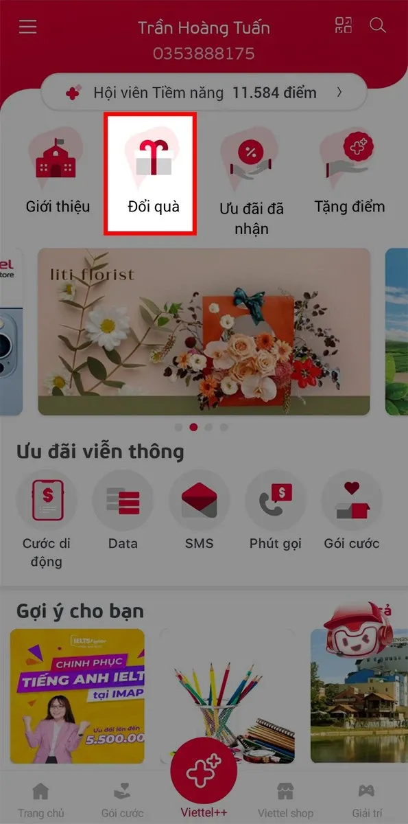 Bỏ túi cách đổi điểm Viettel sang Data, không lo hết lưu lượng