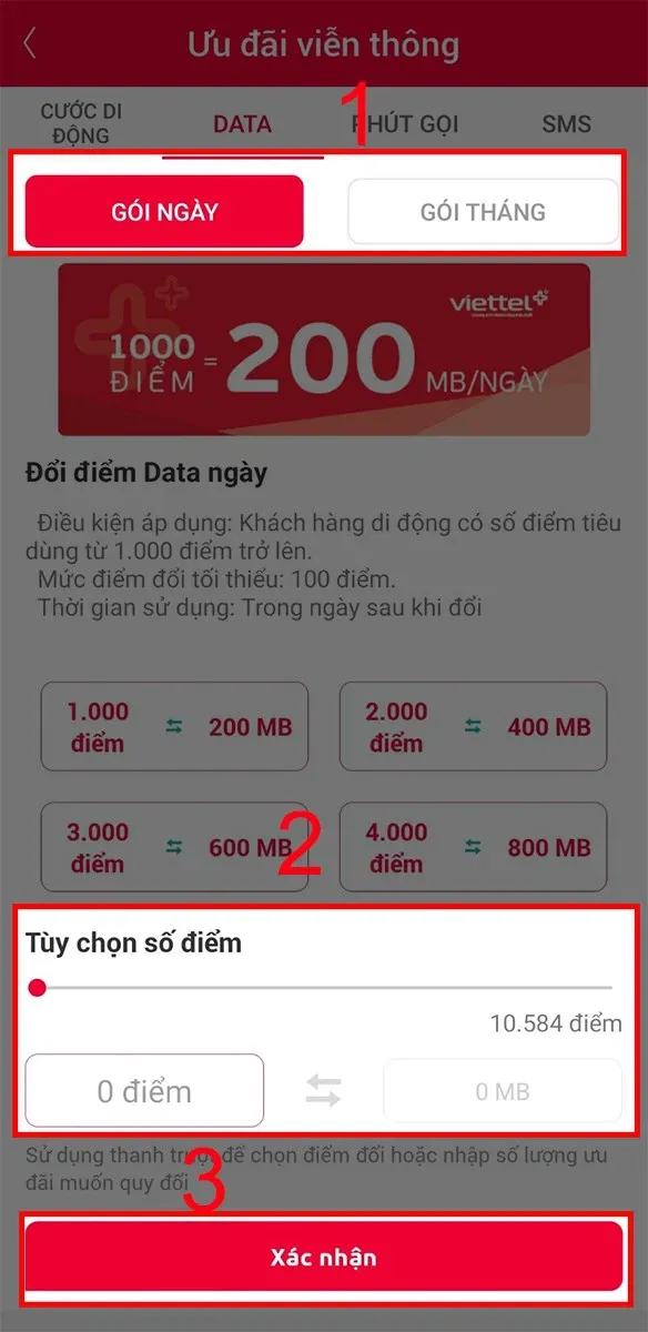 Bỏ túi cách đổi điểm Viettel sang Data, không lo hết lưu lượng