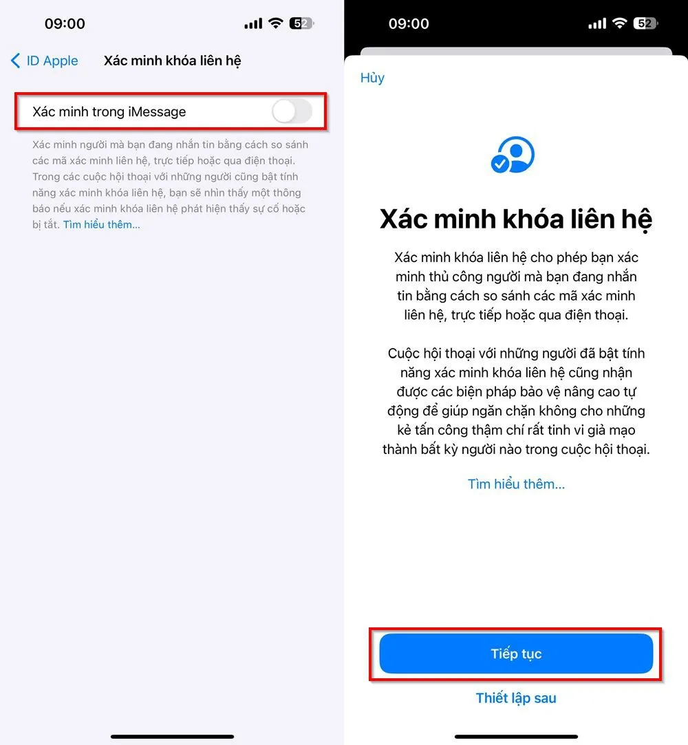 Bỏ túi ngay cách bật xác minh liên hệ iMessage trên iPhone thông qua tính năng xác minh khóa liên hệ