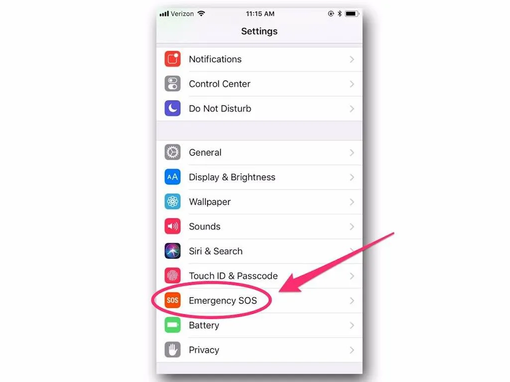 Các bước kích hoạt Emergency SOS trên iOS 11