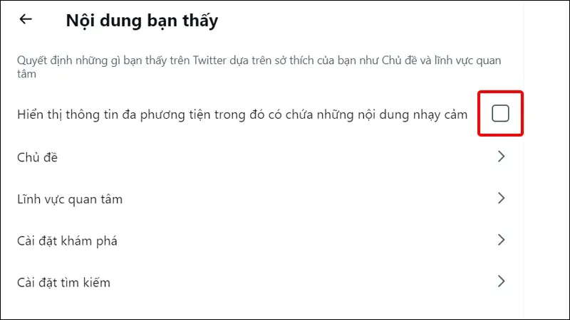 Cách ẩn các nội dung hiển thị nhạy cảm trên ứng dụng Twitter