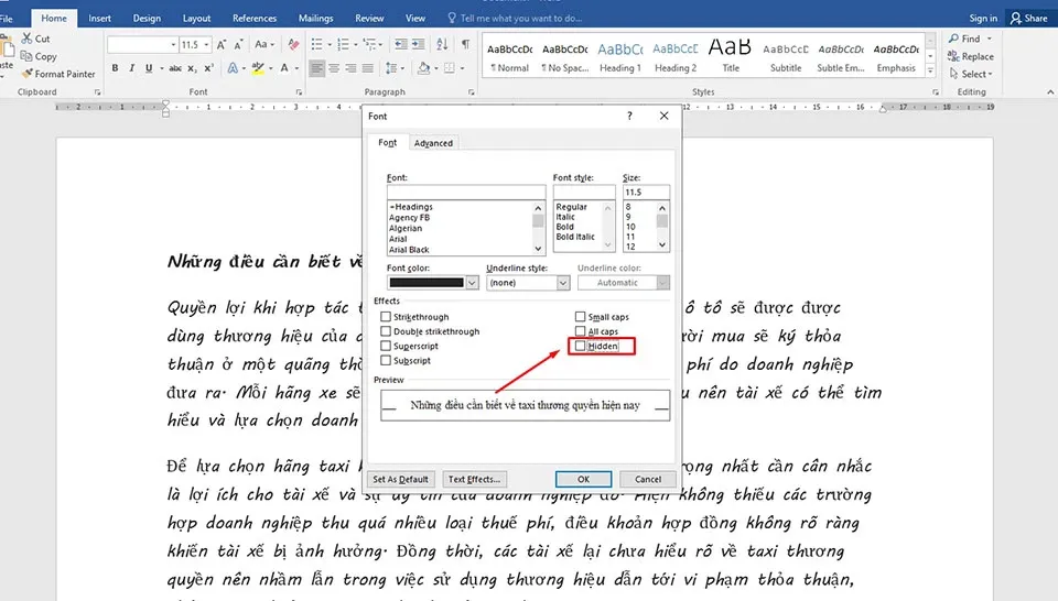 Cách ẩn hiện đoạn văn bản trong Word dành cho người mới