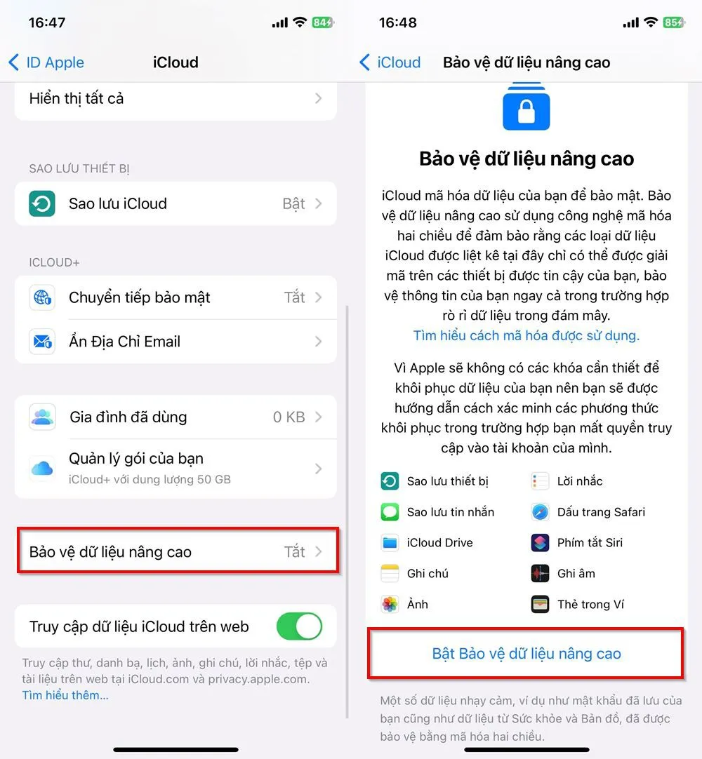 Cách bật Bảo vệ dữ liệu nâng cao cho tài khoản iCloud để nâng cao bảo mật