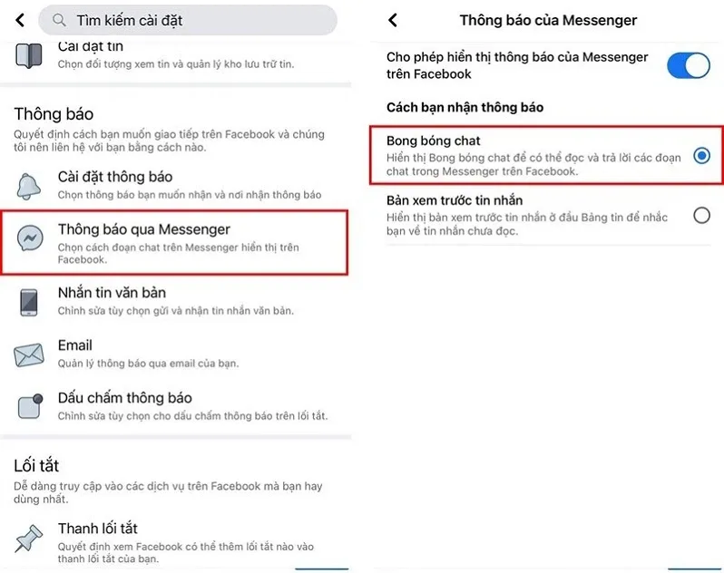 Cách bật bong bóng chat Messenger dành cho iPhone