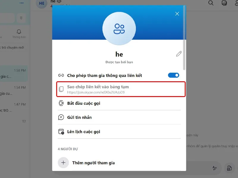 Cách bật chia sẻ nhóm thông qua liên kết trên ứng dụng Skype vô cùng dễ