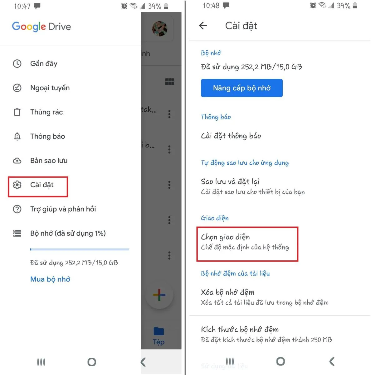 Cách bật Dark Mode cho Google Drive, Slides và Sheets trên Android