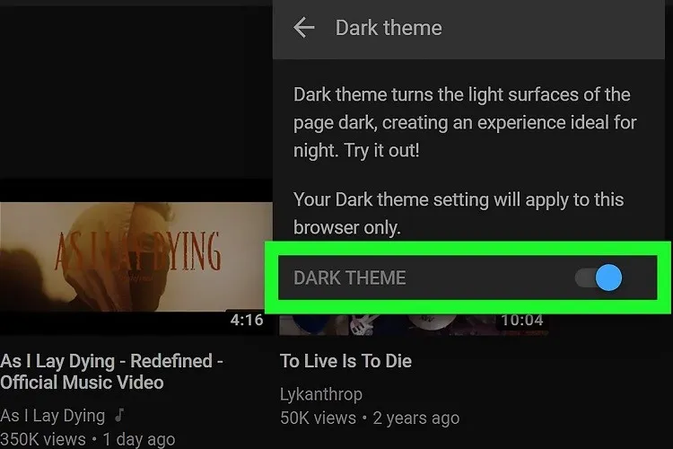 Cách bật Dark Mode cho YouTube phiên bản web