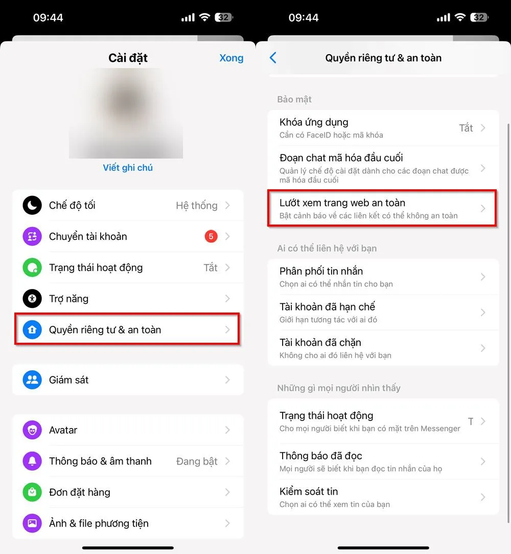 Cách bật lướt xem trang web an toàn trên Messenger để cảnh báo ngay khi truy cập vào liên kết xấu