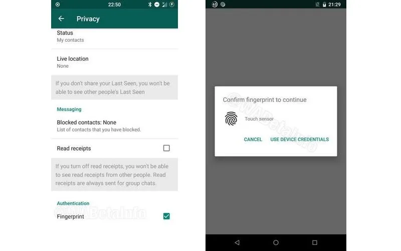 Cách bật mở khóa vân tay với WhatsApp trên Android