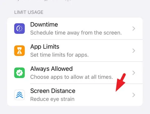 Cách bật tắt cảnh báo khoảng cách màn hình bảo vệ mắt Screen Distance trên iOS 17