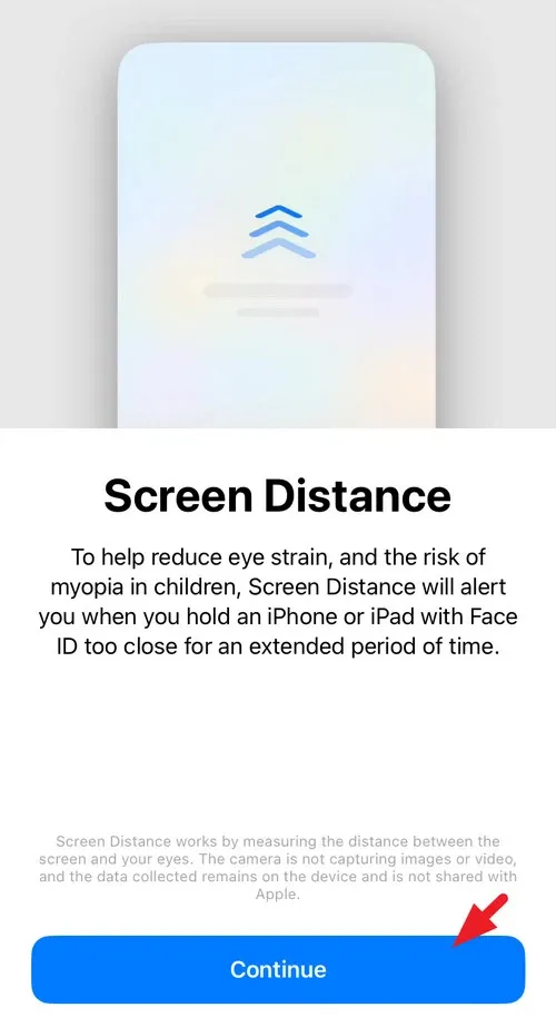 Cách bật tắt cảnh báo khoảng cách màn hình bảo vệ mắt Screen Distance trên iOS 17