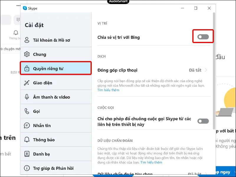 Cách bật, tắt chia sẻ vị trí trên ứng dụng Skype cực nhanh chóng