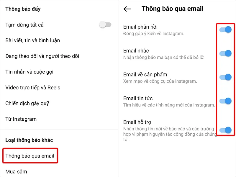 Cách bật, tắt thông báo Instagram qua email vô cùng đơn giản