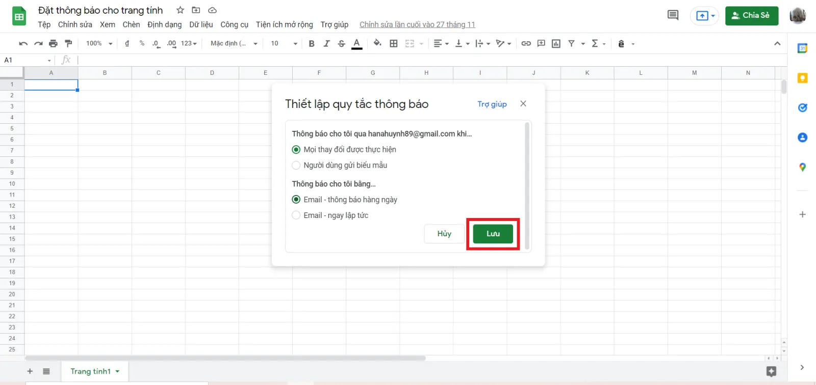 Cách bật thông báo khi có người thay đổi dữ liệu trên Google Sheet không phải ai cũng biết