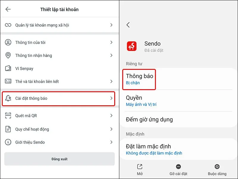 Cách bật thông báo trên ứng dụng Sendo vô cùng đơn giản và nhanh chóng