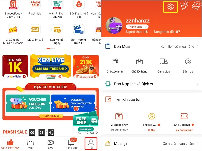 Cách bật thông báo và thay đổi nhạc chuông Shopee cực dễ