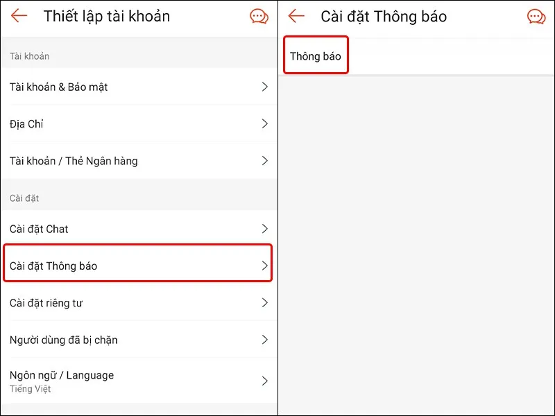 Cách bật thông báo và thay đổi nhạc chuông Shopee cực dễ