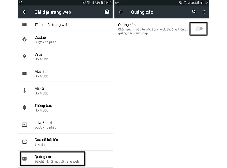 Cách bật tính năng chặn quảng cáo của Chrome trên Android