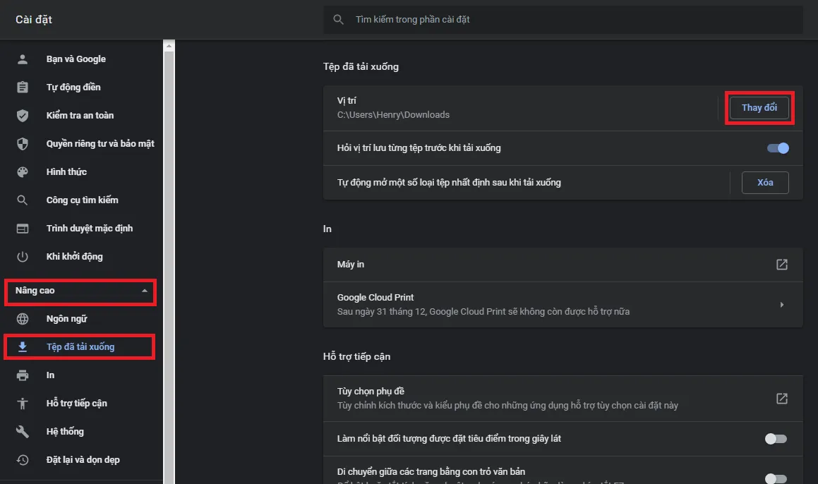 Cách cài đặt thư mục tải về trên Google Chrome