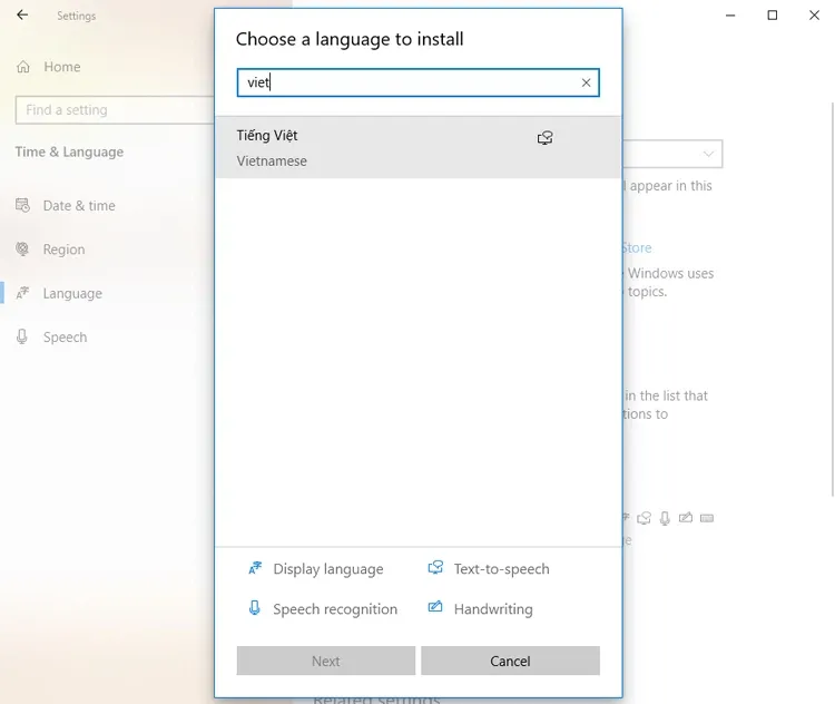Cách cài đặt tiếng Việt cho Win 10