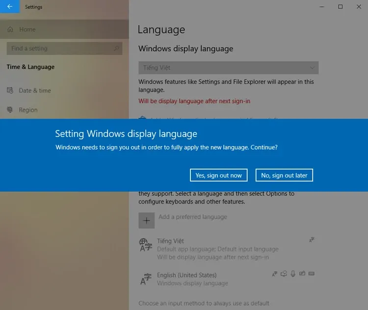 Cách cài đặt tiếng Việt cho Win 10